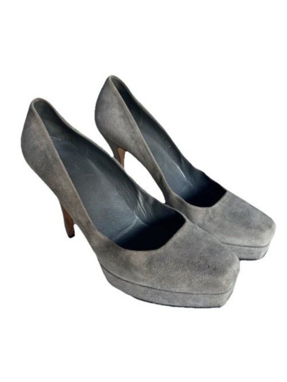 Gucci For Saks 5th Women's Sz 39.5 Gray Suede Square Toe Platform Stiletto Heels